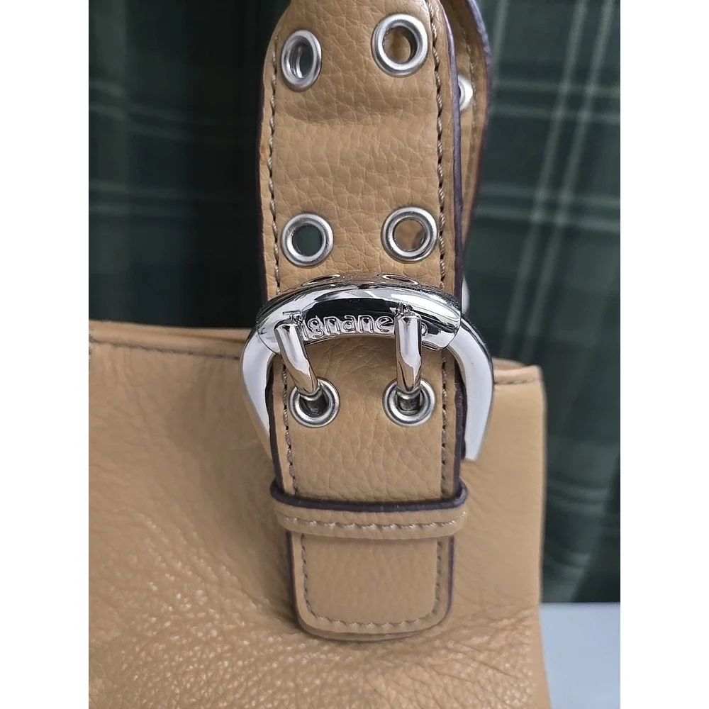 Tignanello Tan Pebble‎ Leather Handbag Shoulder Purse Satchel